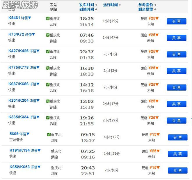 重慶到武隆旅游路線