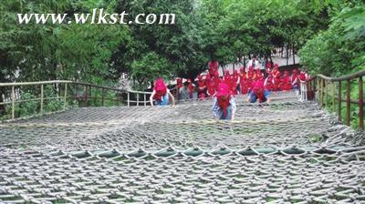 圖為留守兒童參加勇攀高峰活動。